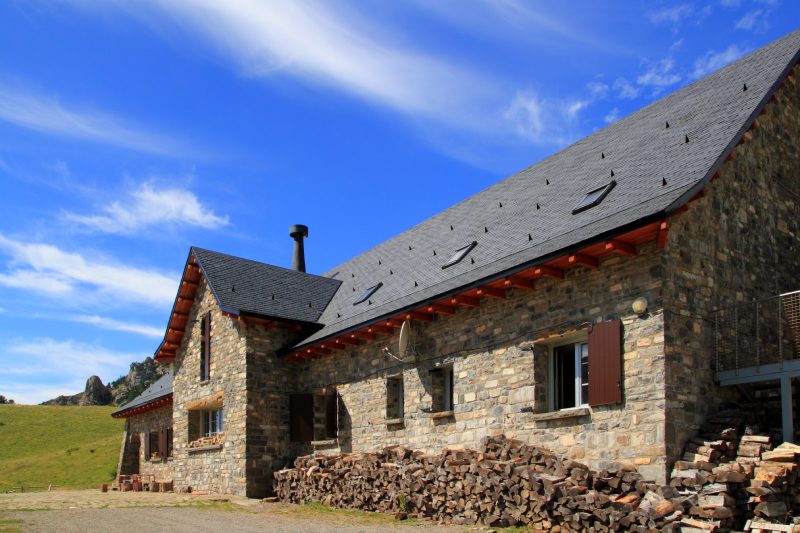slate roof brick house